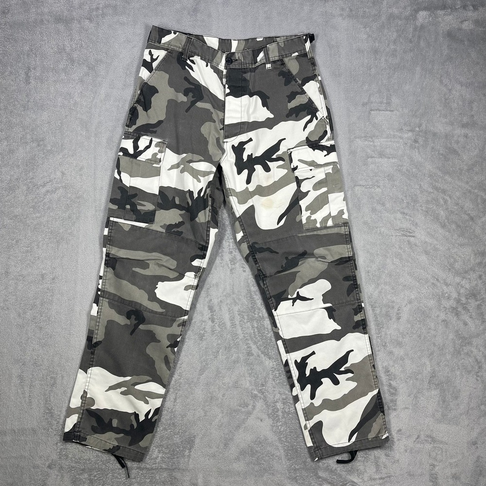 Unbranded Cargo Pants Men Medium Regular Gray Urban Camo Utility Tactical READ